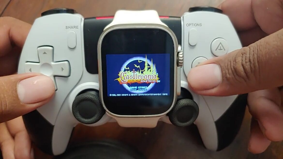 Someone strapped a smartwatch to a controller to make a handheld gaming console